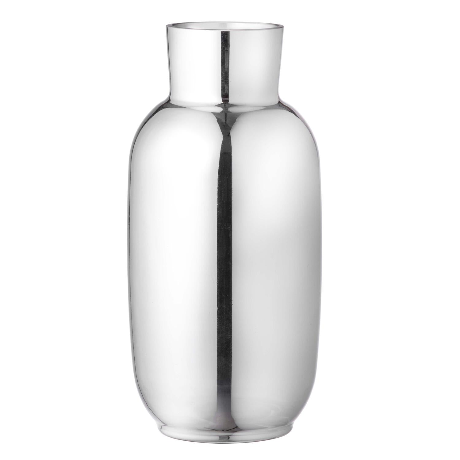 Vase, sølvfarvet - H: 31 cm.